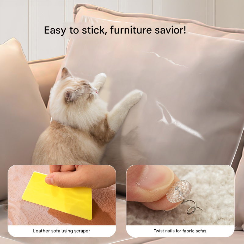 Transparent Cat Scratch Furniture Protector Film - 8 Pack Anti-Scratch Guards for Sofas, Doors, Walls - Self-Adhesive & Non-Toxic Cat Claw Deterrent(430*152mmmm)