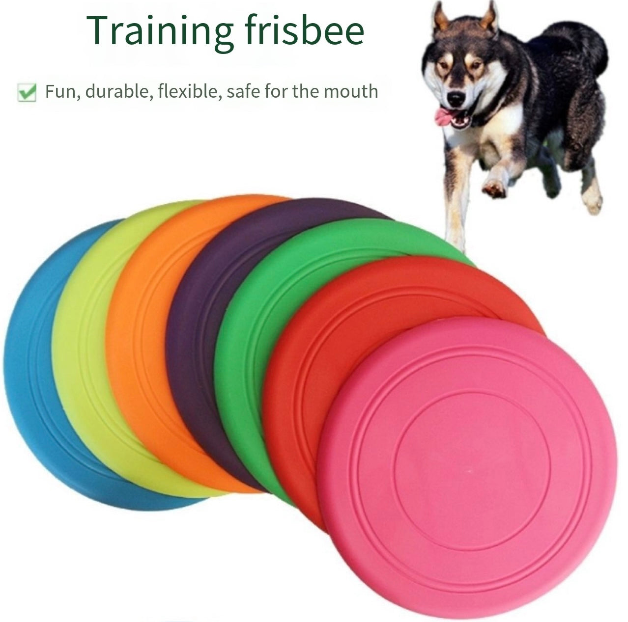 Seven-piece coloured set Soft Flying Disc Dog Toy - Durable & Gentle Rubber Frisbee for Interactive Fetch and Training