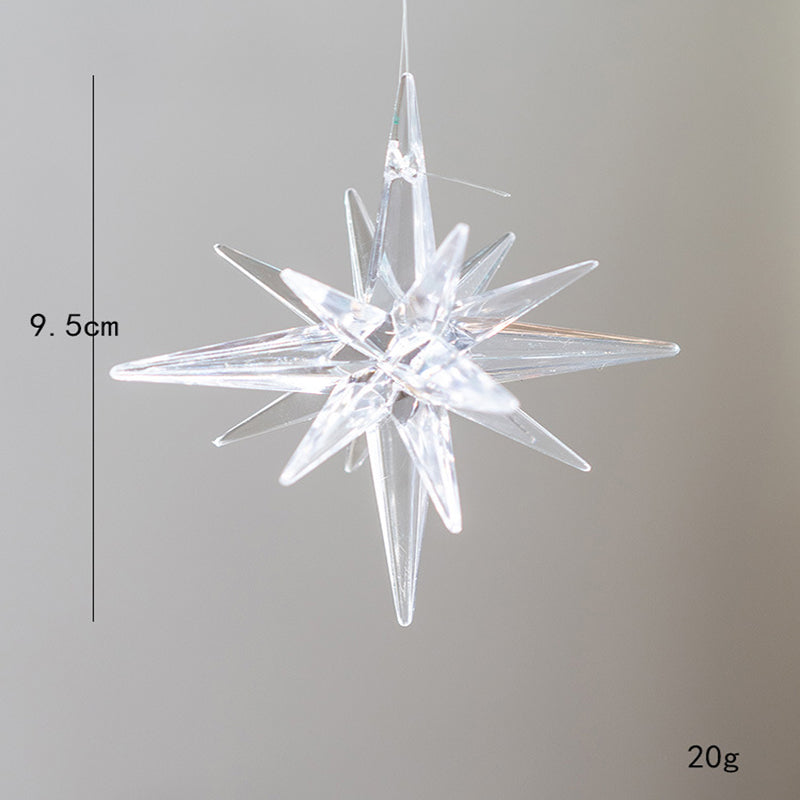 5-PCS Transparent New Christmas Ornament - Starburst Hanging Decor for Tree and Holiday Display