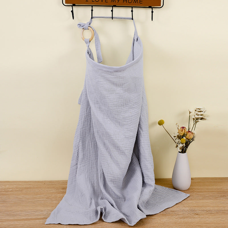 Grayish blue Soft Muslin Cotton Nursing Cover - Breathable Breastfeeding Apron for Privacy