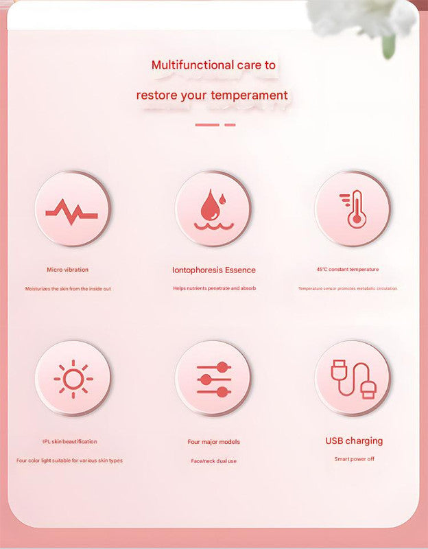 Multi-Functional Neck & Face Beauty Massager - Constant Heat, Ion Infusion & Sonic Vibration(white)