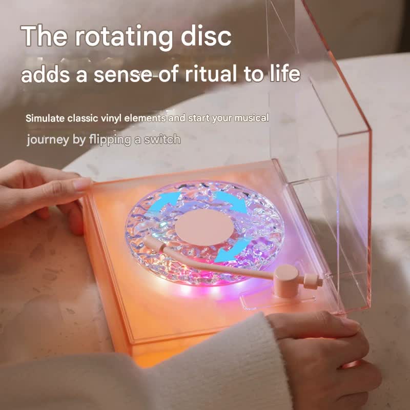 Retro Vinyl Bluetooth Speaker with Water Ripple Light Projection & 360 Surround Sound(blue)