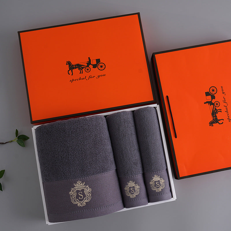 Premium Absorbent Cotton Towel Set - Soft Bath & Hand Towels with Double-Sided Plush(dark grey)