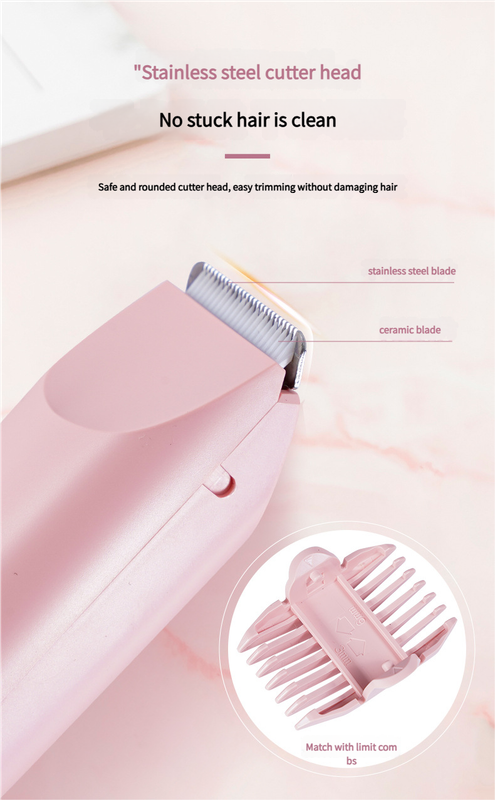 Dual-Head Electric Hair Trimmer - IPX7 Waterproof Body Groomer with Type-C Charging(pink)