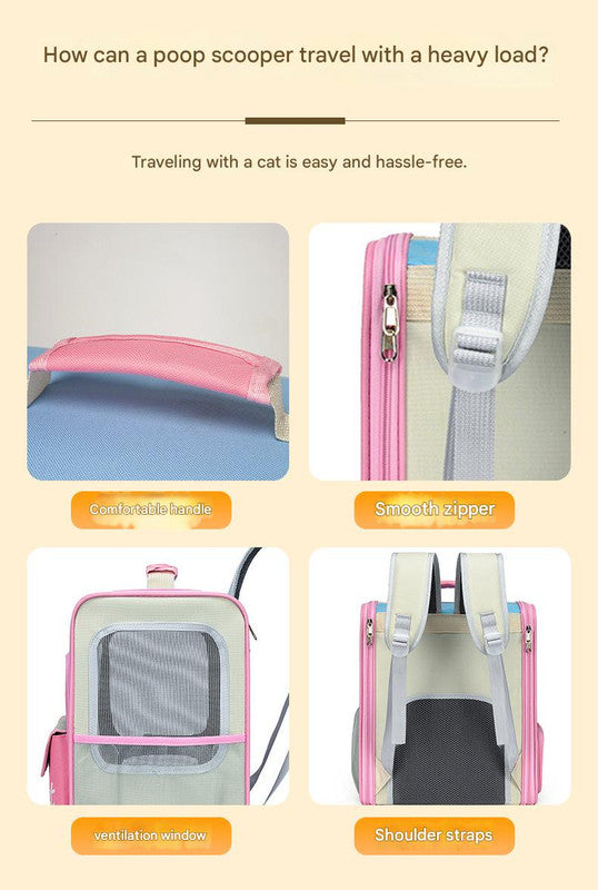 Breathable Pet Carrier Backpack - Large Capacity, Multiple Windows, Oxford Cloth(orange)