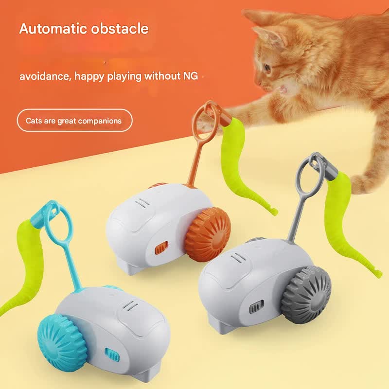 Interactive Smart Cat Toy Car - Automatic Obstacle Avoidance, Feather Tail, USB Rechargeable(orange)
