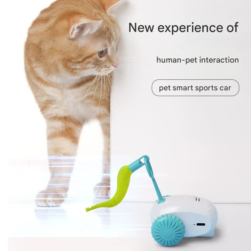 Interactive Smart Cat Toy Car - Automatic Obstacle Avoidance, Feather Tail, USB Rechargeable(gray)