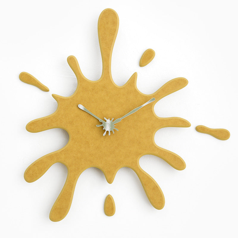 Creative Splatter Design Wall Clock - Silent Movement, Modern Decorative Timepiece(yellow)