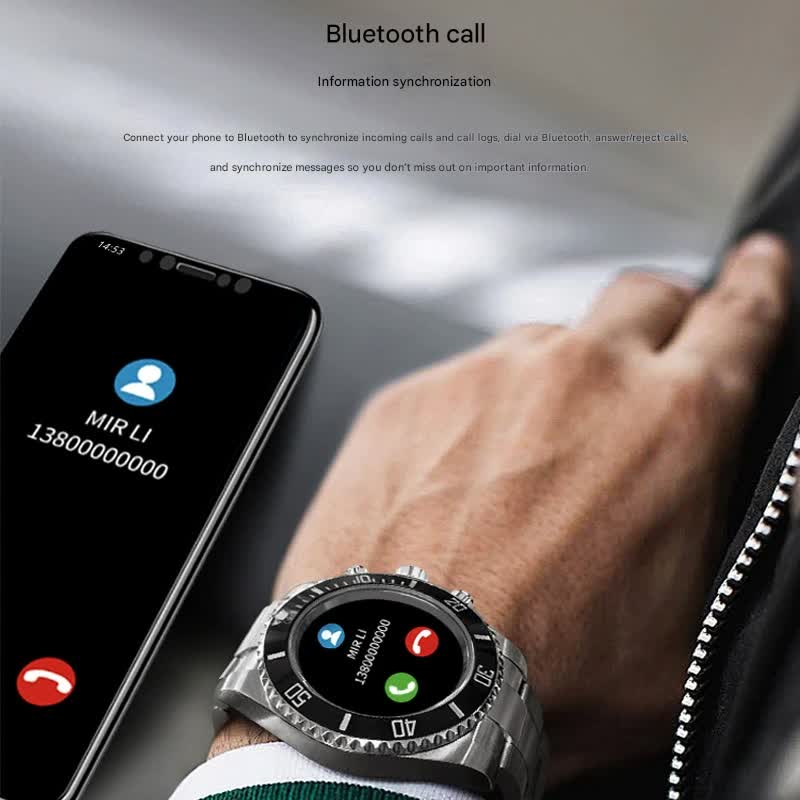 Classic Stainless Steel Smartwatch with Rotating Timer Bezel, Bluetooth Calling & Luminous Display(blue)