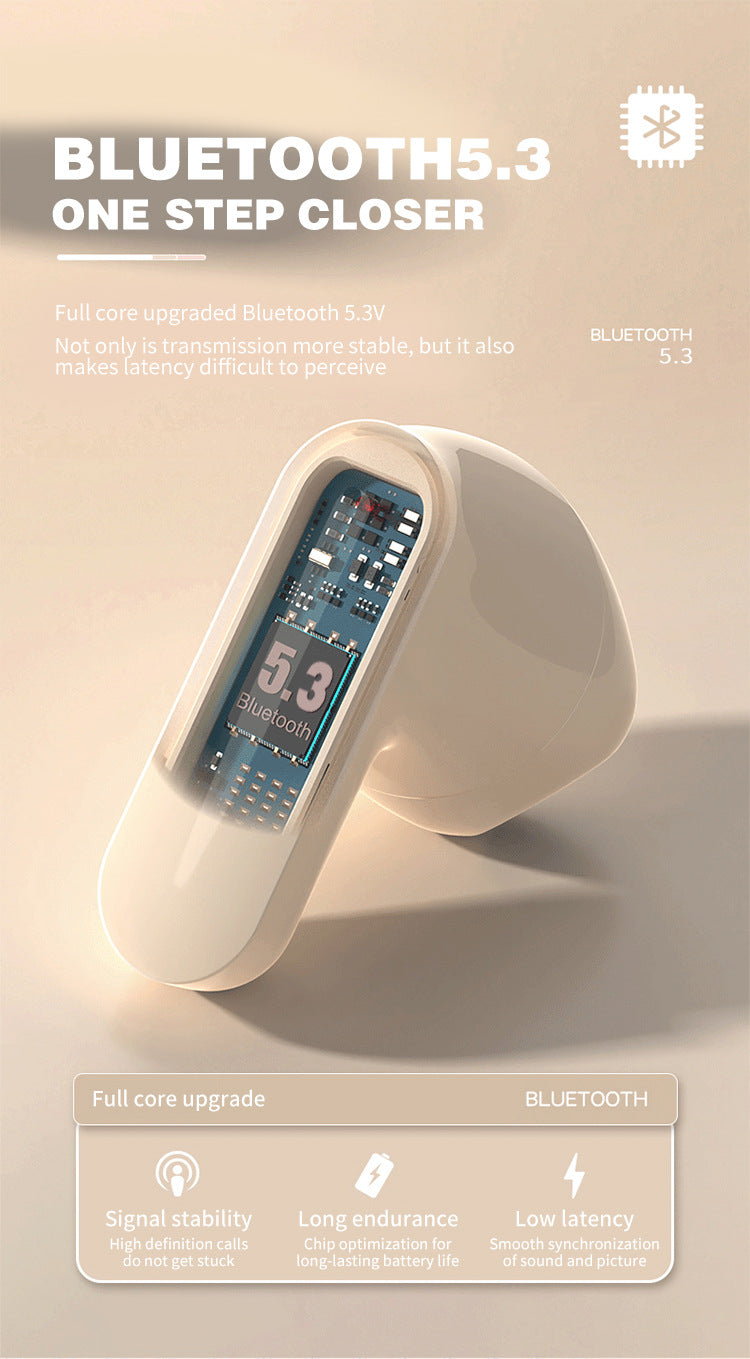 TWS Wireless Earbuds with LED Touch Screen Charging Case - Bluetooth 5.3, HIFI Sound, Standalone Music Playback & Game Mode(white)