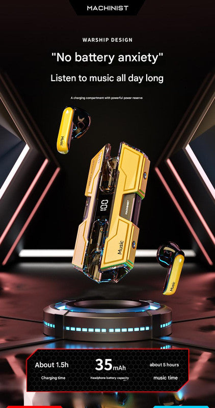 Futuristic TWS Gaming Earbuds - Bluetooth 5.3, Low Latency, HIFI Surround Sound, LED Display(green)