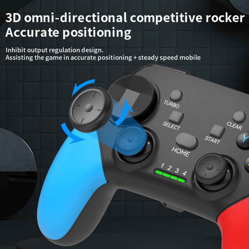 Multi-Platform Wireless Gaming Controller with Dual Motor Vibration, Turbo & Phone Holder(Black, red and blue with receiver)