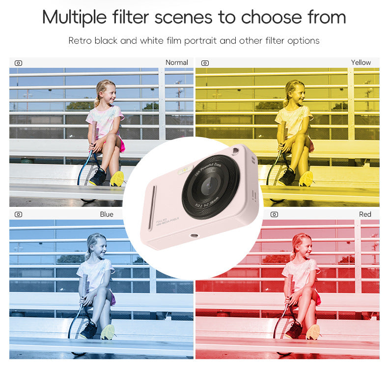 48MP Digital Camera with 16x Zoom & AF Autofocus - Full HD Vlogging Camera for Beginners & Kids(Pink)