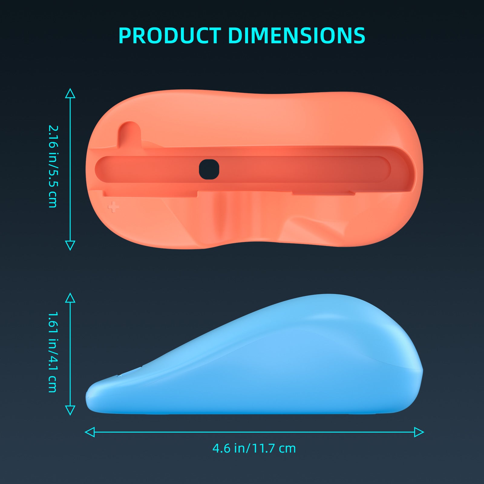 Ergonomic Mouse Grip for Nintendo Switch Joy-Con - 2-Pack Controller Holder (Orange Blue)