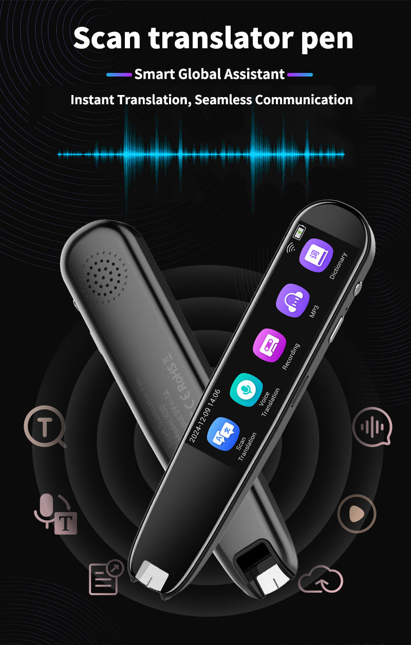 Smart AI Scan & Voice Translator Pen - 112+ Languages, Offline Mode, HD Touchscreen & Dictionary(black)