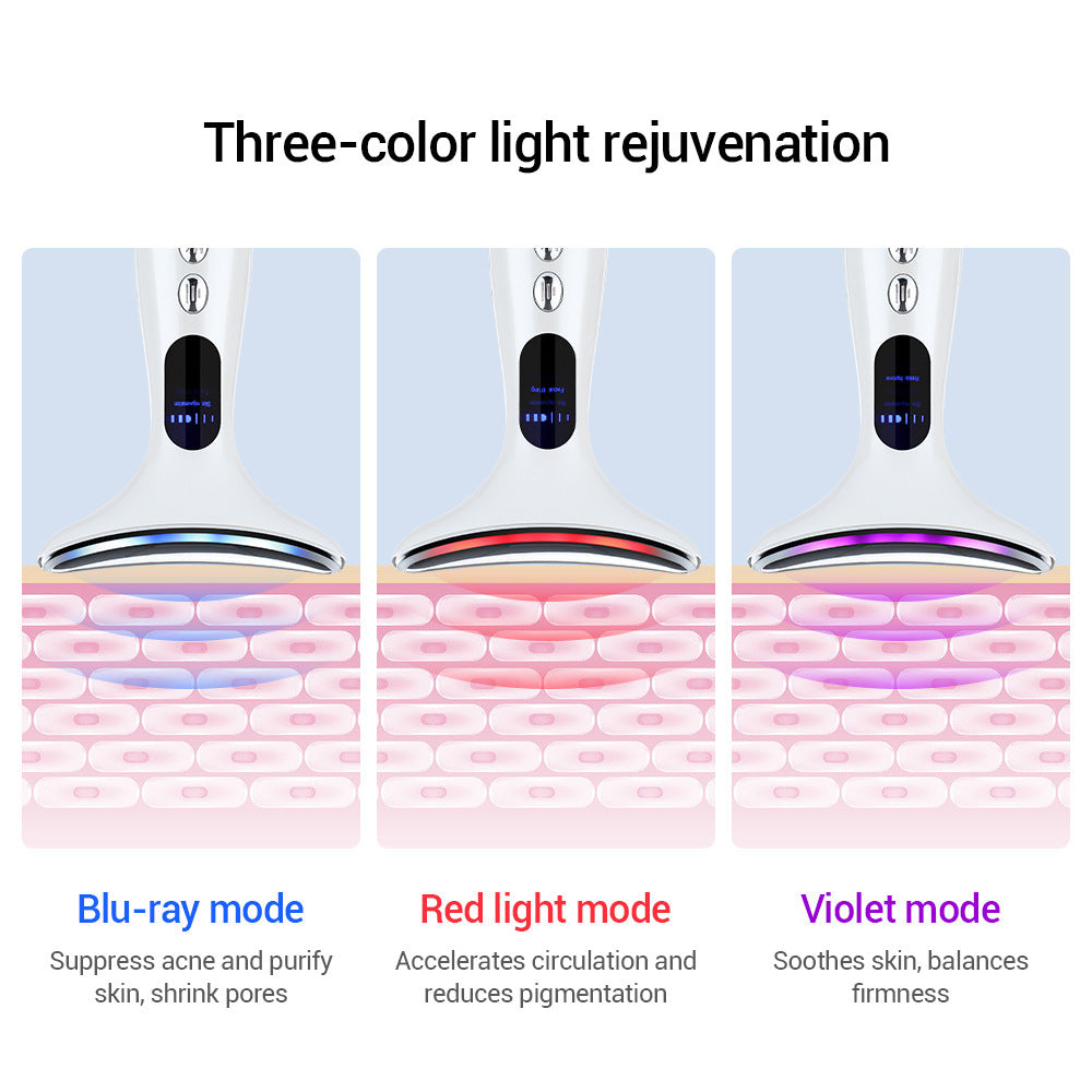 Multi-Function Neck & Face Beauty Device - 4-in-1 LED Light Therapy, EMS Lifting & Anti-Wrinkle Massager(black)