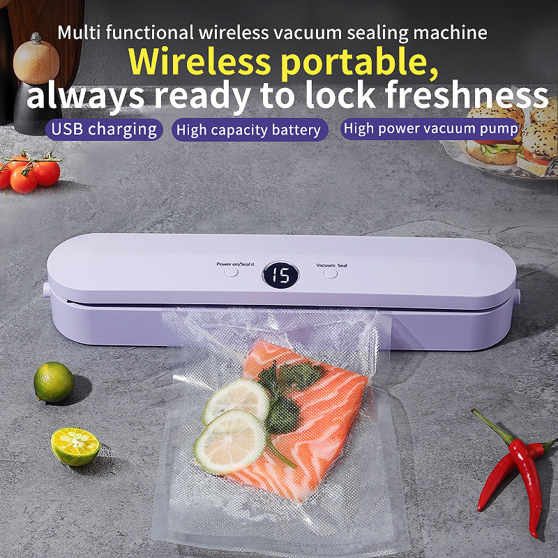Wireless Portable Vacuum Sealing Machine - Automatic Food Sealer with LCD Display & Dual Modes(White)
