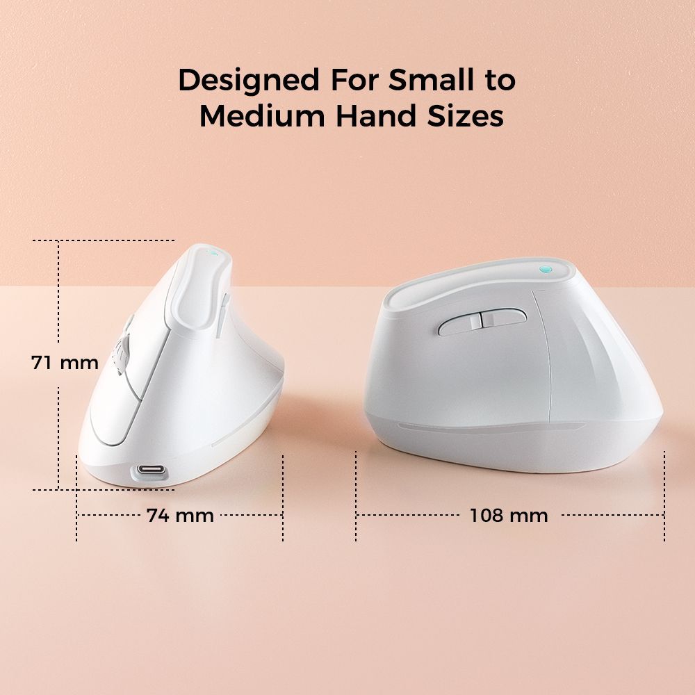 Ergonomic Vertical Mouse - Multi-Device Bluetooth5.0 & 2.4G Wireless, Adjustable DPI, Silent Click(pale pinkish gray)
