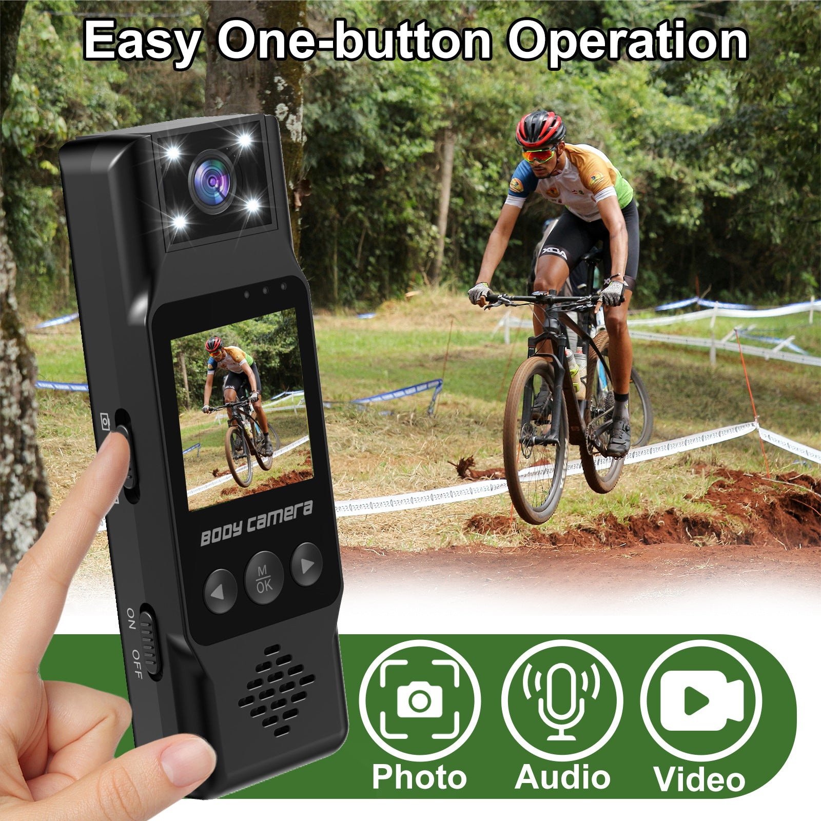 Mini Body Camera with 180 Rotatable Lens, Night Vision & Motion Detection - 1.3 Screen 1200mAh Battery(black)"