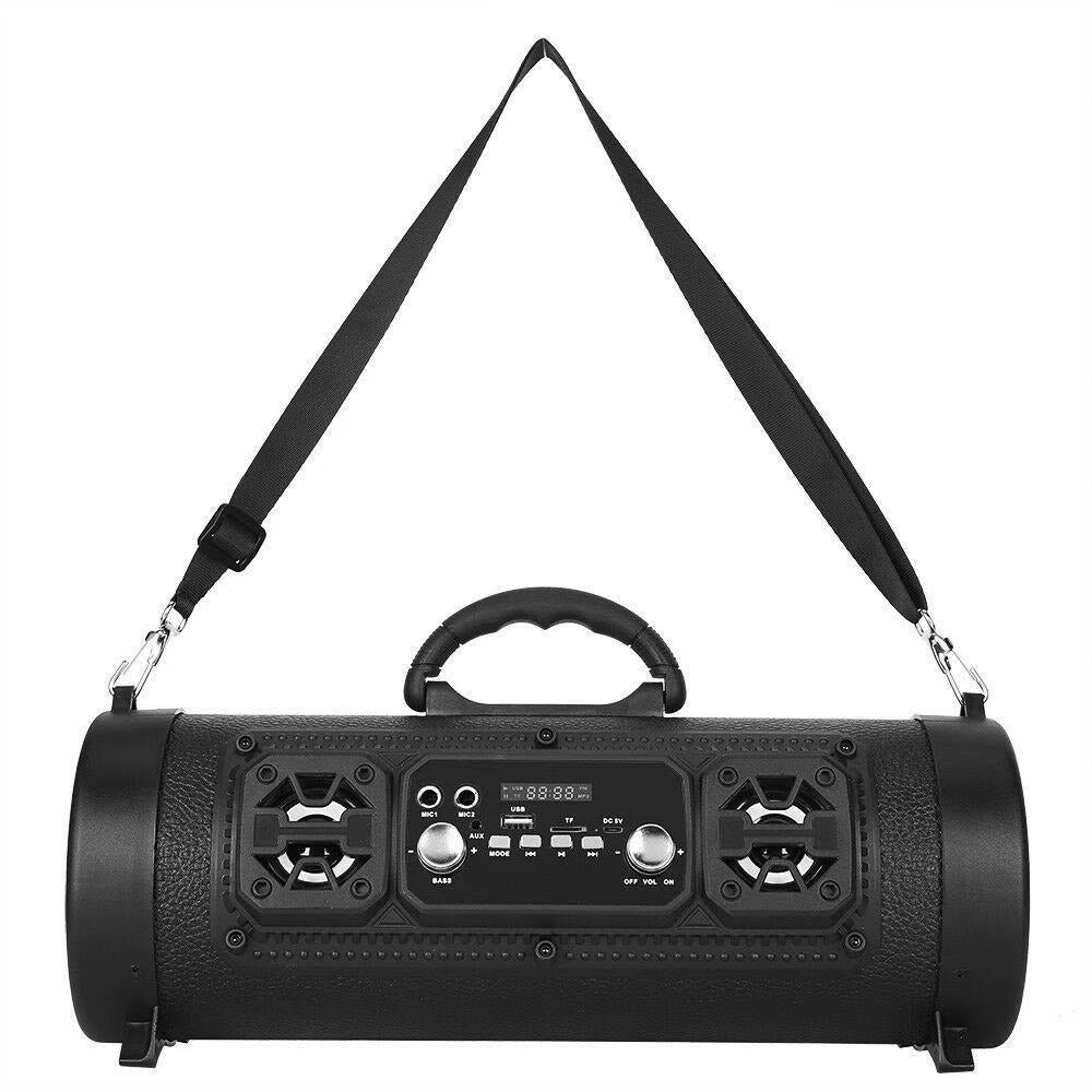 Portable Wireless Speaker - FM Radio, USB/TF Playback, AUX Input, Microphone Support & 2000mAh Battery(black)