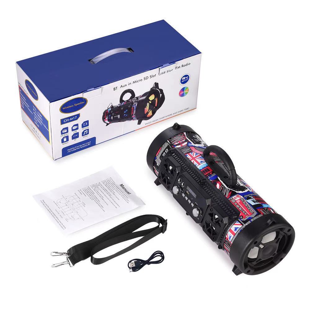 Portable Wireless Speaker - FM Radio, USB/TF Playback, AUX Input, Microphone Support & 2000mAh Battery(black)