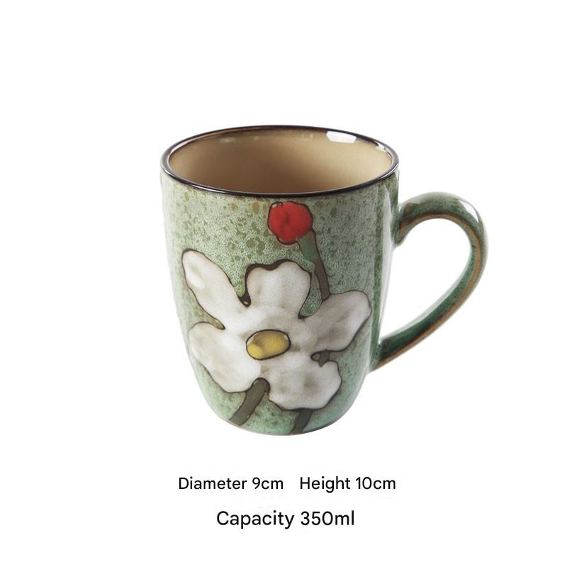 Artisanal Hand-Painted Floral Ceramic Mug - 350ml (Blind Box - 1 of 5 Styles Sent Randomly)