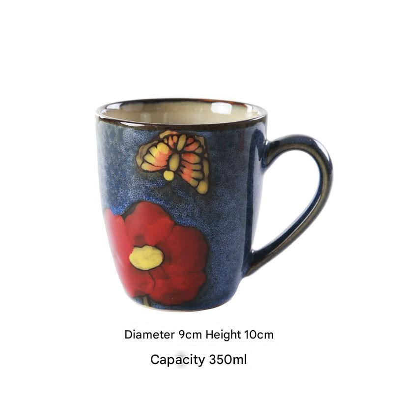 Artisanal Hand-Painted Floral Ceramic Mug - 350ml (Blind Box - 1 of 5 Styles Sent Randomly)