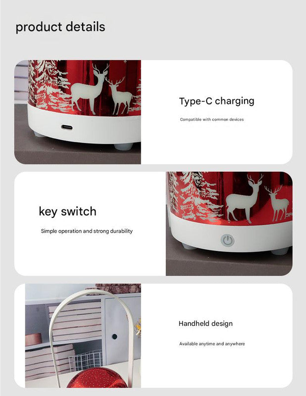 Portable Christmas LED Lantern - Dimmable, 3 Color Temps, 5200mAh Battery & Memory Function(red)