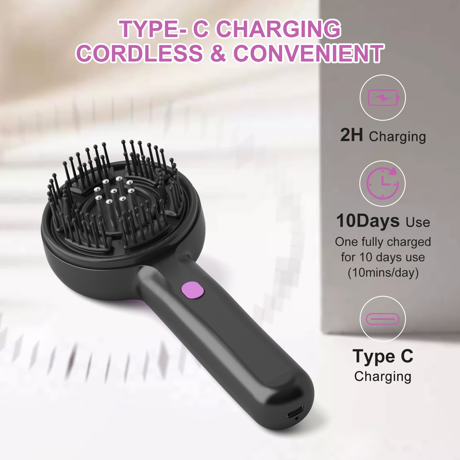Electric Scalp Massager & Essential Oil Applicator Brush - 360 Kneading, 3 Modes, USB-C Rechargeable(red)