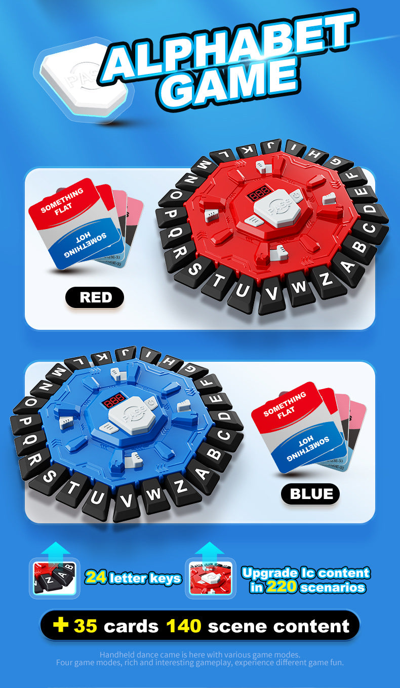 2pc Electronic Alphabet Categories Game - Fast-Paced Word Challenge for Family Fun(red)