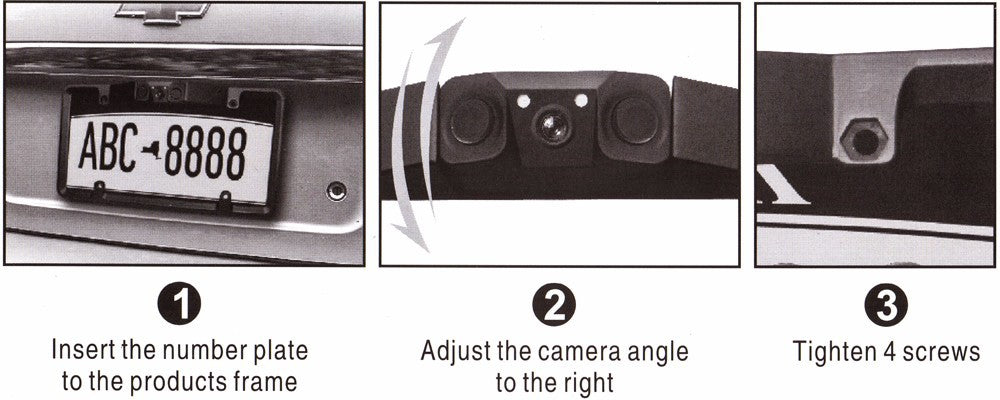 3-in-1 Car Reversing Camera & Parking Sensor System with Monitor - License Plate Frame Mount, Waterproof & Night Vision(black)