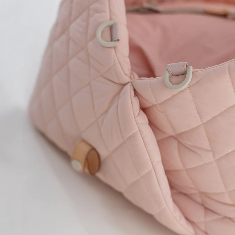 Luxury Quilted 2-in-1 Pet Travel Carrier & Car Booster Seat for Small Dogs(Camel)