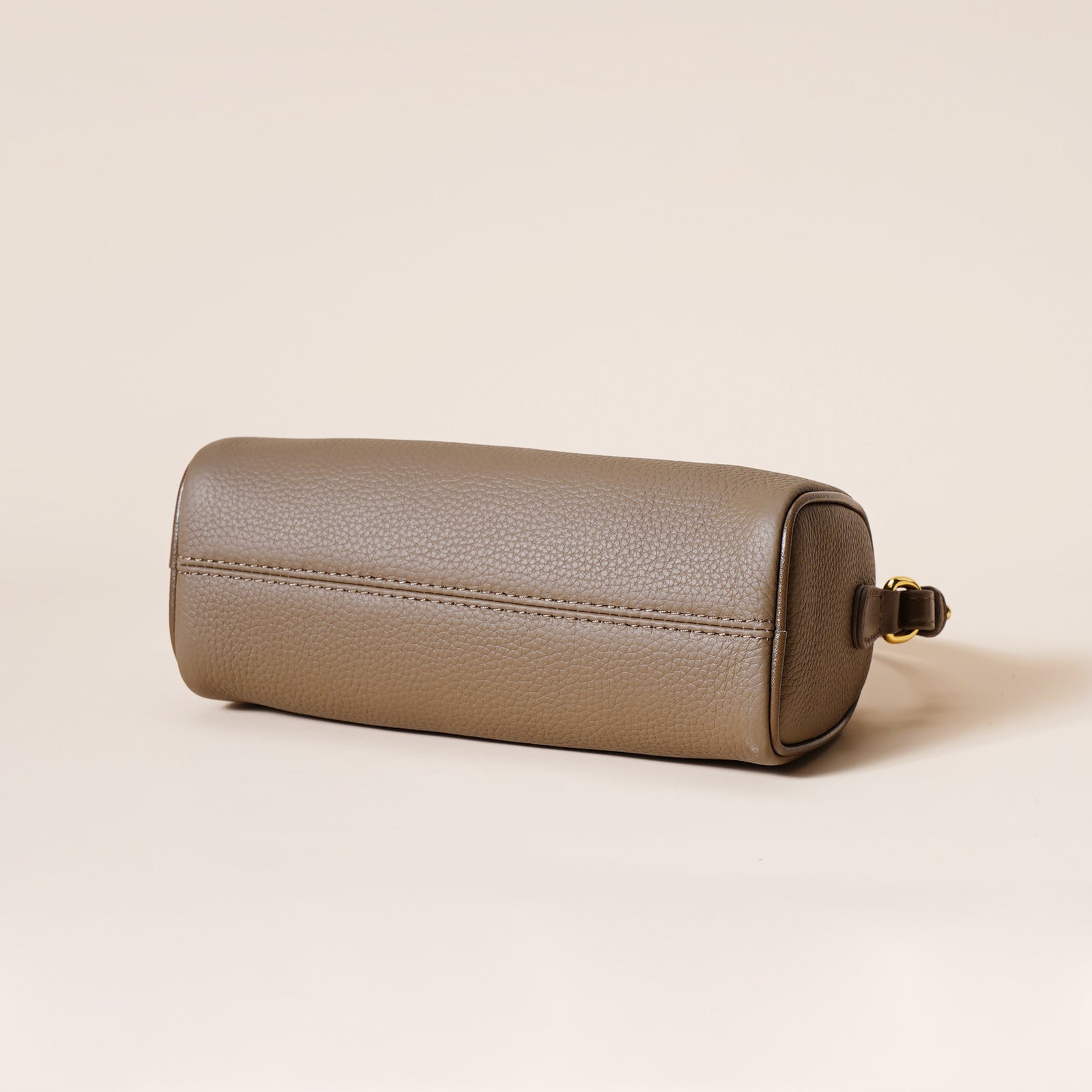 Genuine Leather Boston Bag - Mini Barrel Crossbody & Top Handle Purse(grey)