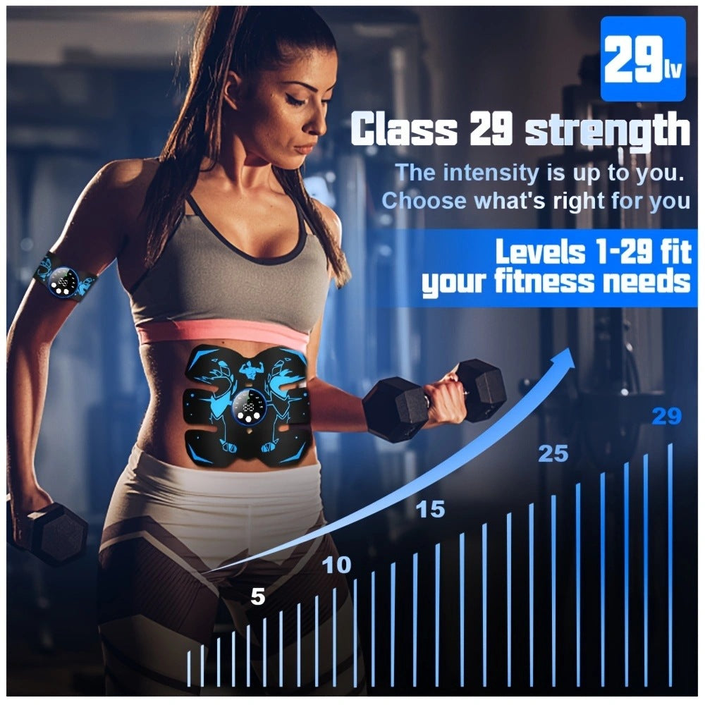 Black and Blue Ultimate EMS Muscle Stimulator Kit - USB Rechargeable Abdominal & Full Body Toner for Abs, Arms, and Glutes