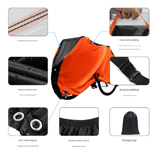 Size XL Black All-Weather 210D Bicycle Cover - Waterproof & UV-Proof Outdoor Bike Protector with Lock Hole & Storage Bag