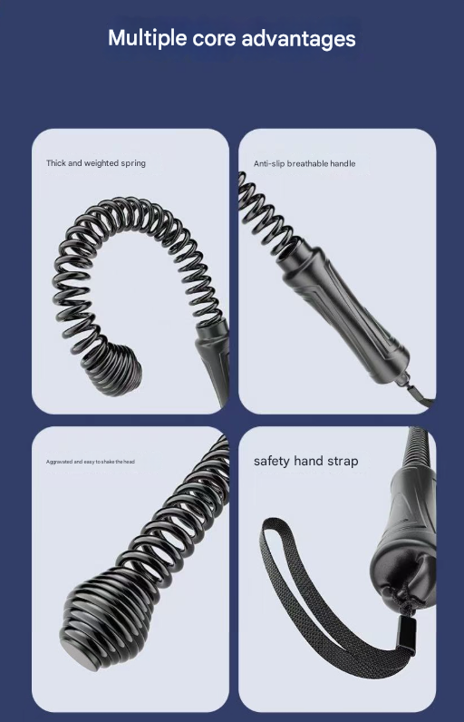 Black Cordless Battle Ropes - Heavy Duty Spring Steel Power Trainers for Full Body Strength & Cardio Workout