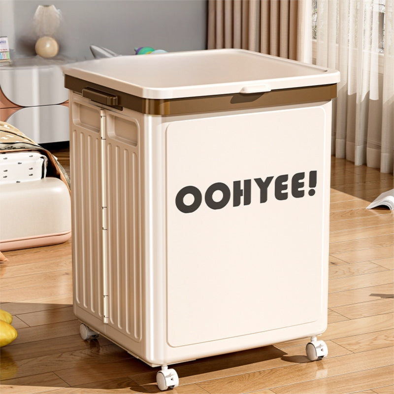 Beige Large Foldable Storage Box with Lid and Wheels - Heavy Duty Collapsible Toy Organizer Bin