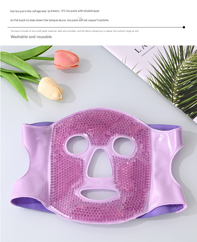 Green Reusable Cooling Gel Bead Face Mask and Eye Mask Set - Soothing Therapy for Puffy Eyes, Headaches and Facial Relaxation