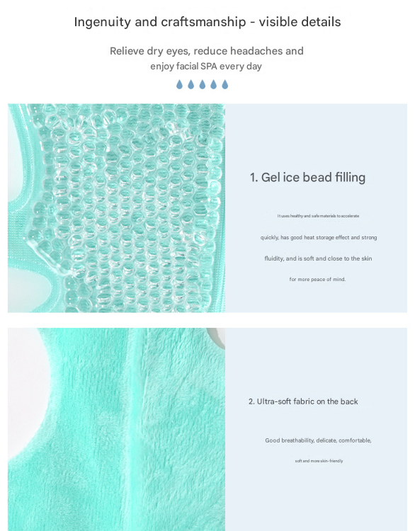 Green Reusable Cooling Gel Bead Face Mask and Eye Mask Set - Soothing Therapy for Puffy Eyes, Headaches and Facial Relaxation