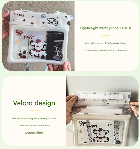 2 Pcs White Cute Floating Waterproof Pouch - Touch-Sensitive Screen & Adjustable Strap