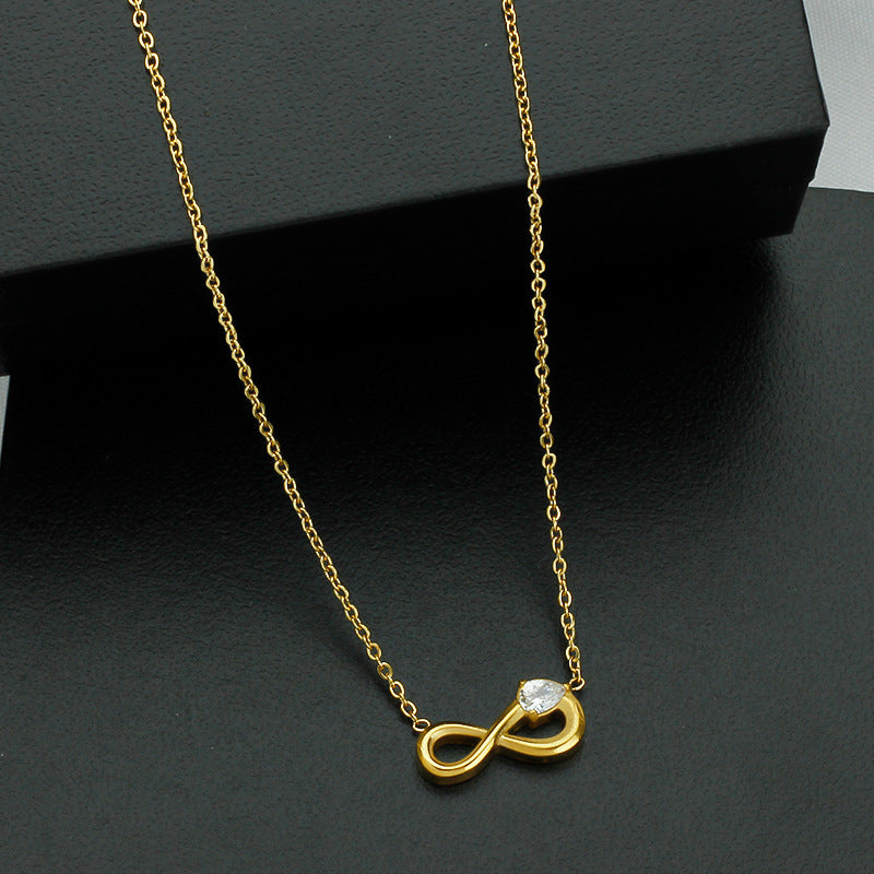Style 3 Gold Infinity Necklace for Women - Dainty Titanium Steel Pendant with Sparkling Cubic Zirconia