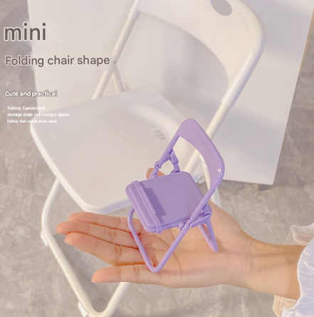 Color Mixing Adorable Mini Folding Chair Phone Stand - 4 Pack Cute Desktop Holder for Hands-Free Viewing