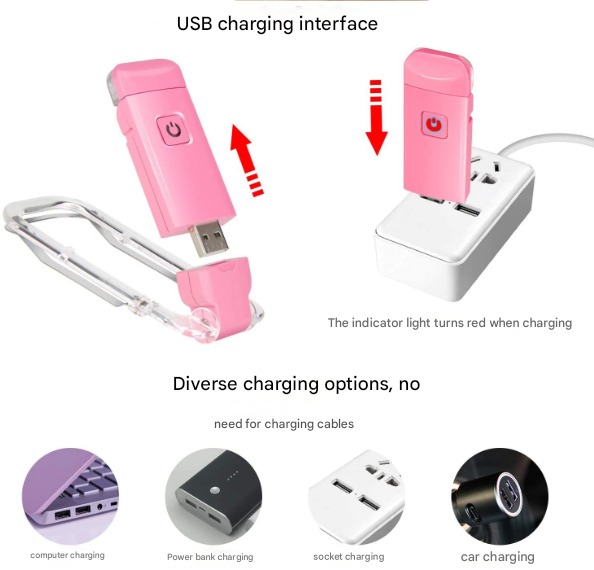 2 Pcs Pink USB Rechargeable Clip-on LED Book Light - 3 Color Modes & Dimmable Brightness for Eye-Caring Reading
