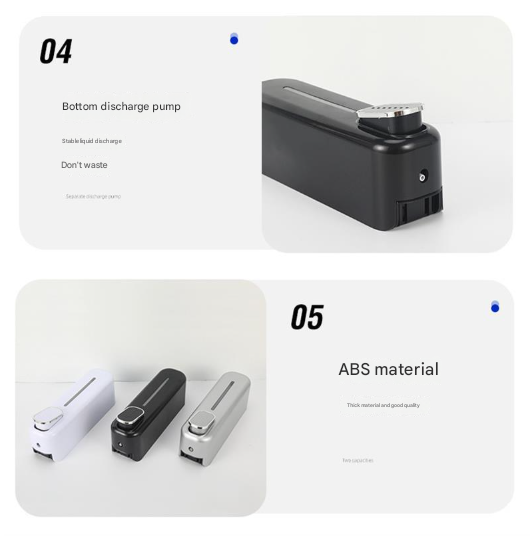 2 Pcs (White + Black) Modern Wall-Mounted Press Soap Dispenser - 300ml Refillable Pump for Bathroom & Kitchen