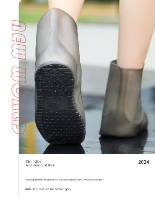 2 Pcs Size S Dark Grey Reusable Waterproof Shoe Covers - Heavy Duty Non-Slip Rain Boot Protectors