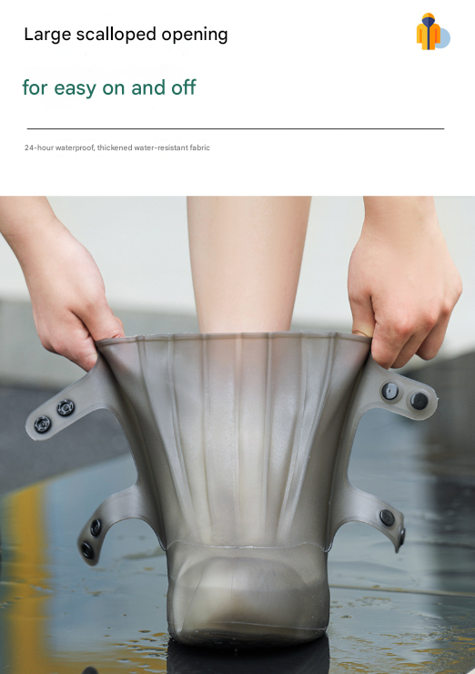 2 Pcs Size M Dark Grey Reusable Waterproof Shoe Covers - Heavy Duty Non-Slip Rain Boot Protectors