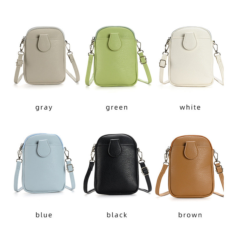 White Chic Crossbody Phone Bag - Womens PU Leather Mini Shoulder Purse with Adjustable Strap