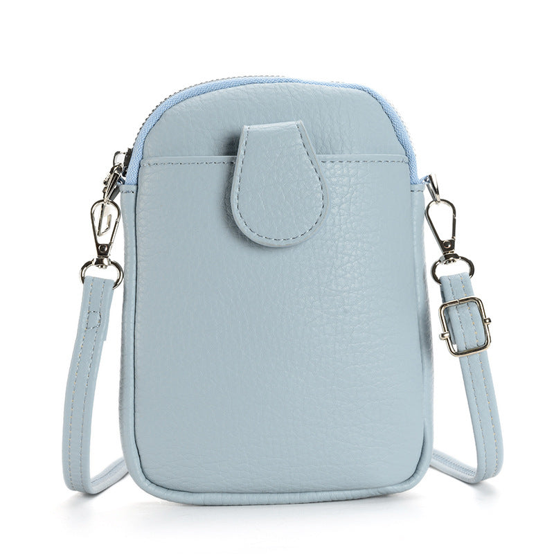 Blue Chic Crossbody Phone Bag - Womens PU Leather Mini Shoulder Purse with Adjustable Strap