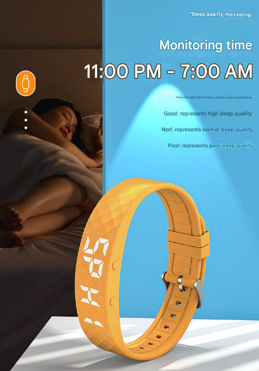 Black Smart Vibrating Alarm Watch - Digital Fitness Tracker Wristband with Pedometer & Sleep Monitor