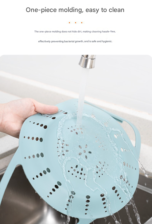 Large Blue Flexible Silicone Steamer Basket with Heat-Resistant Handles - Food-Grade Vegetable Steamer Insert for Pots & Pans